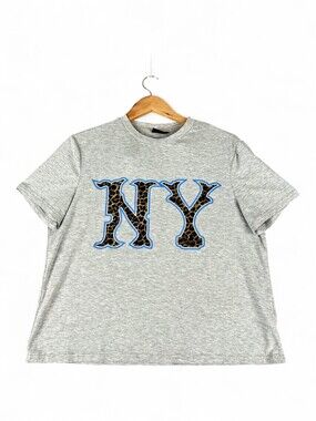 Sumwon NY Leopard Graphic Tee Short Sleeve Top L